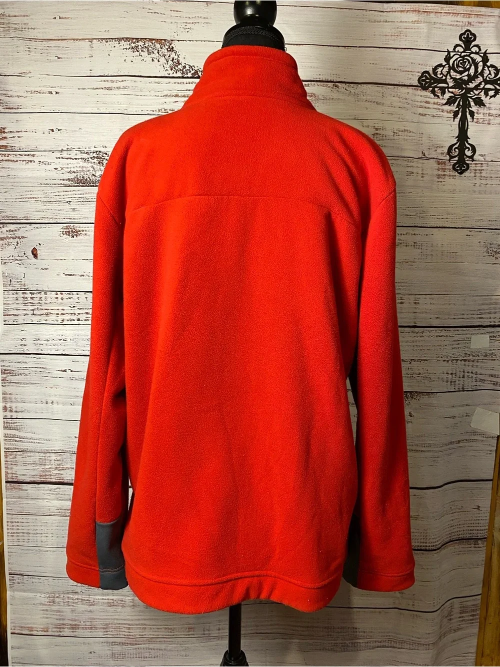 The North Face Red Fleece Jacket with Gray Chest Panel Sz-L